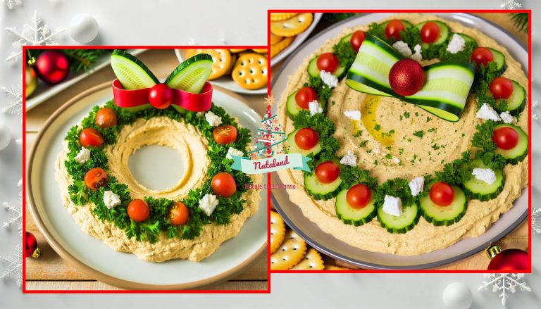 Ghirlanda di hummus per Natale: un antipasto particolare