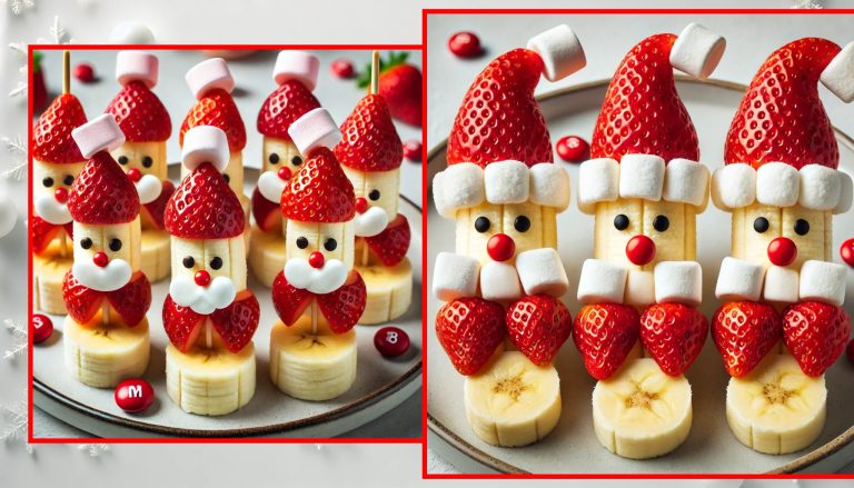 Frutta natalizia per bambini: spiedini babbo Natale